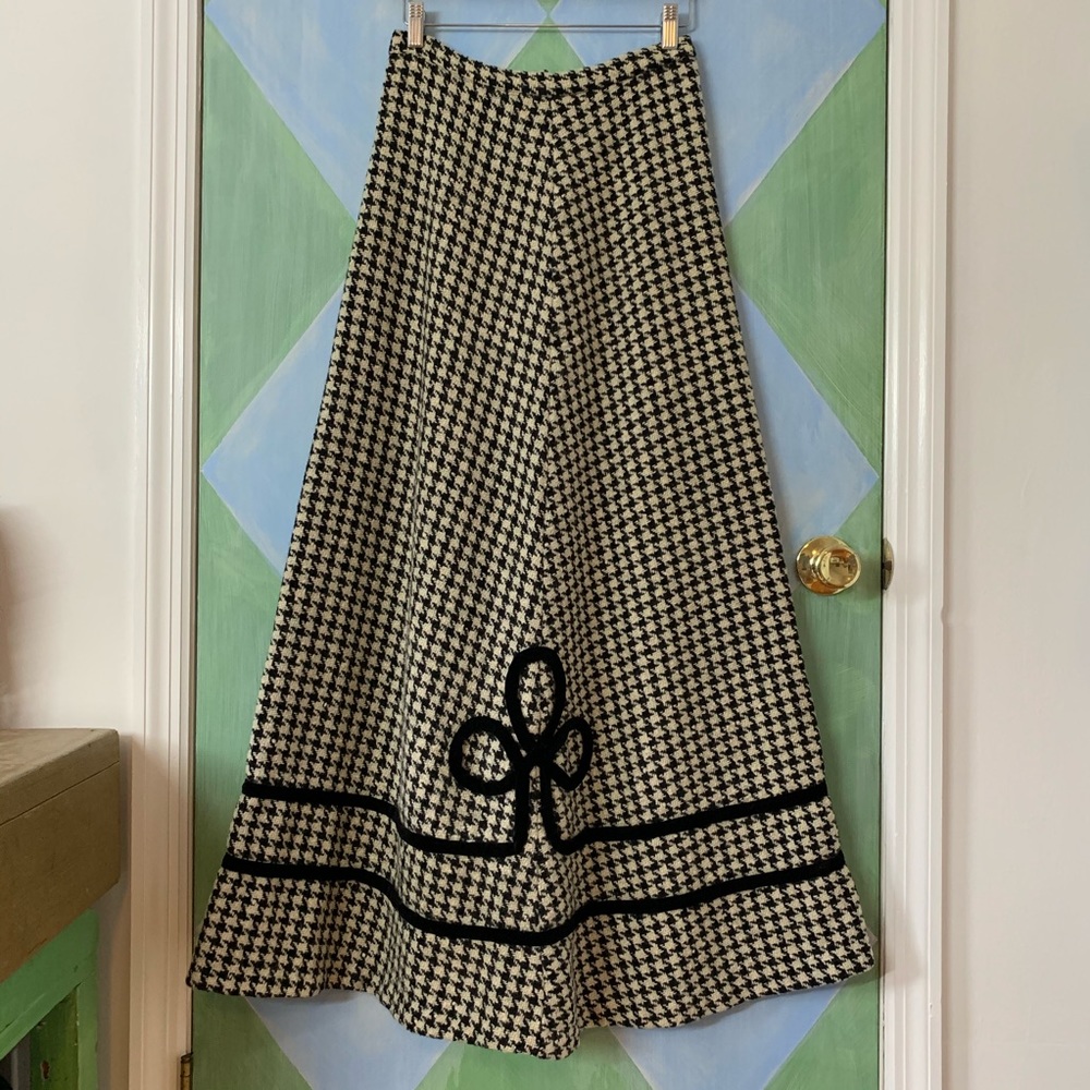 60s vintage B&W houndstooth full maxi poodle skirt